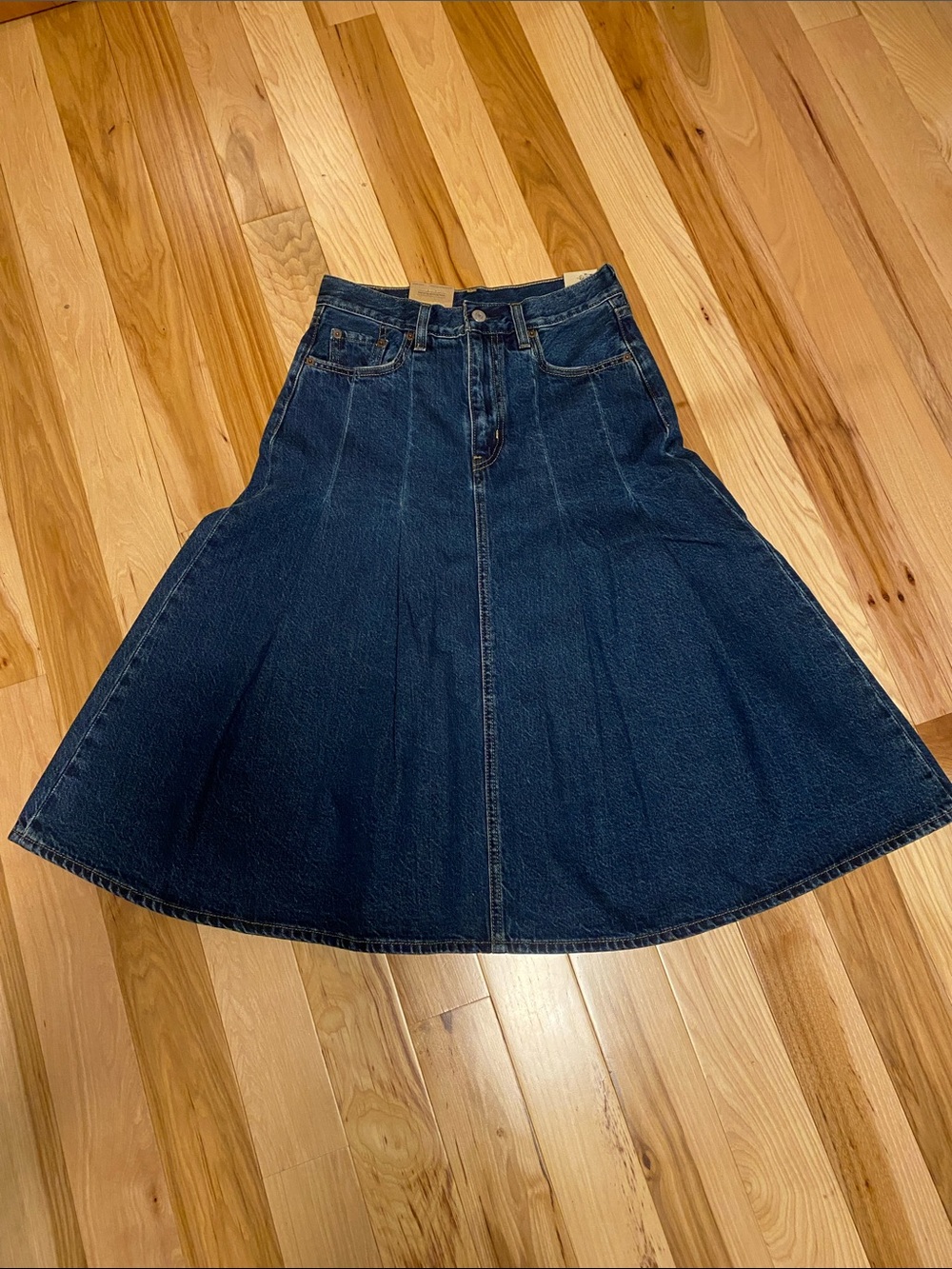 Levi's Dark Blue Denim A-Line Midi Skirt